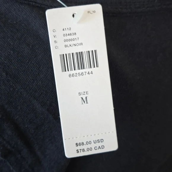 Anthropologie Pilcro Long Sleeve Scoop Neck Henley Tee Ruched Sleeves Black - M - Picture 5 of 9